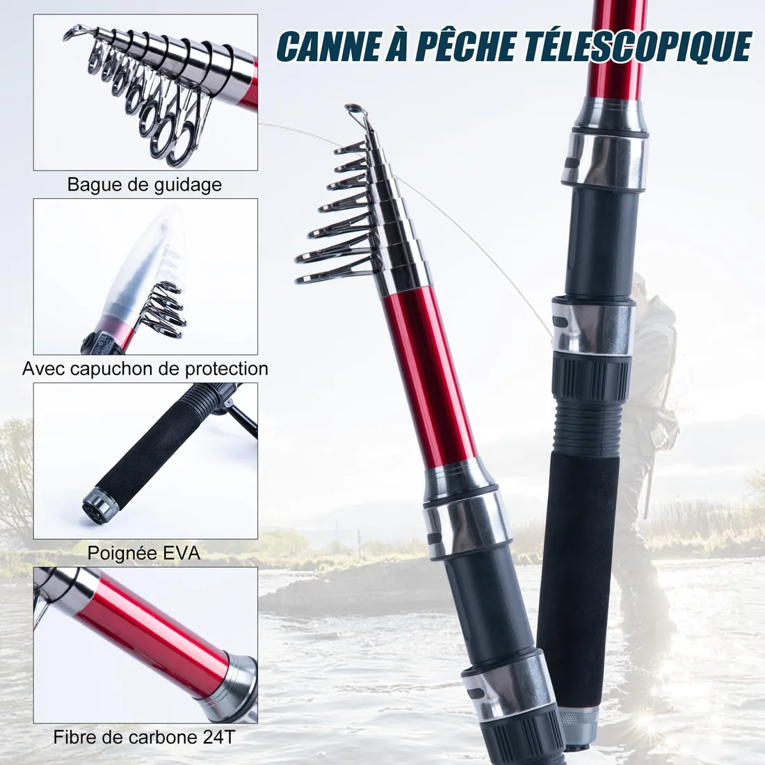 Goture Kit de Pesca Completo (2 cañas telescópicas + 2 carretes) — imagen 3